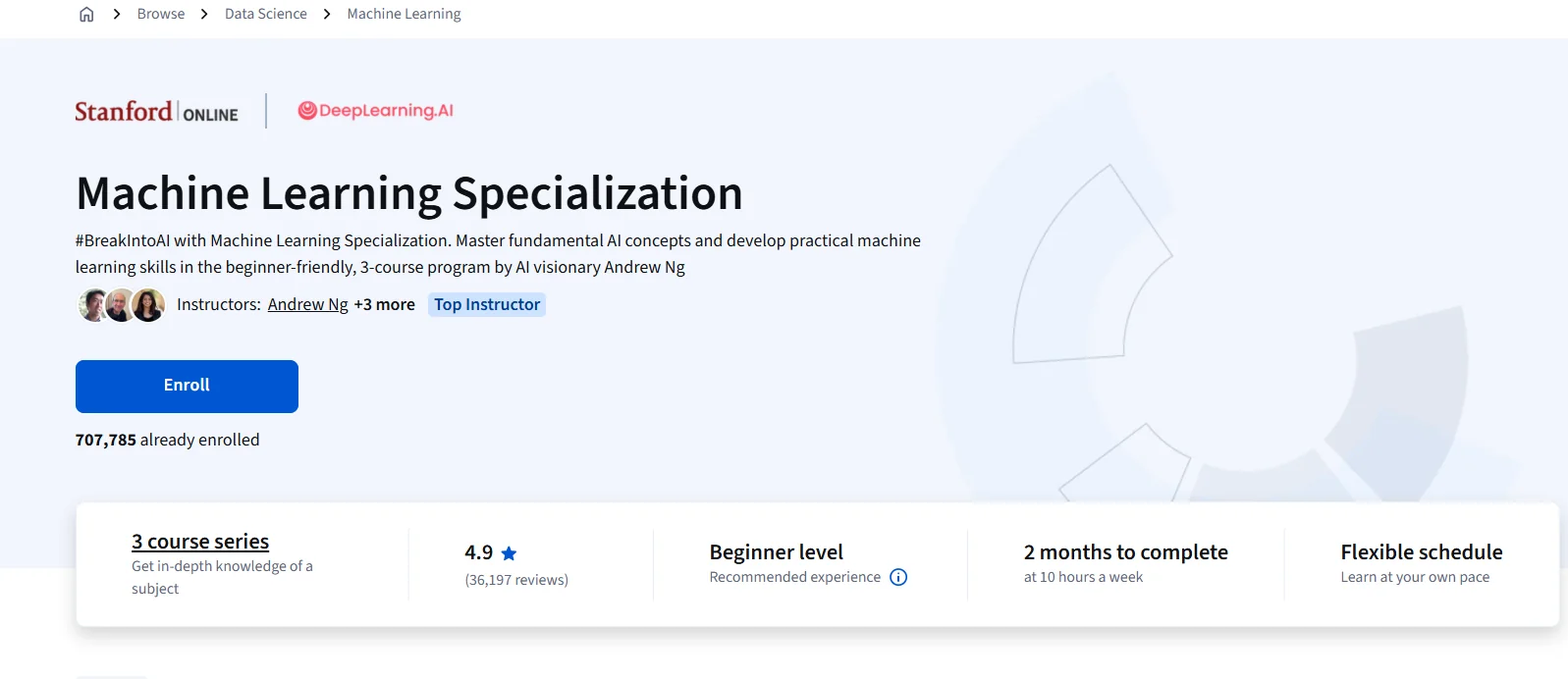 吴恩达教授讲解机器学习课程的课堂场景，包含Coursera平台元素和算法图表